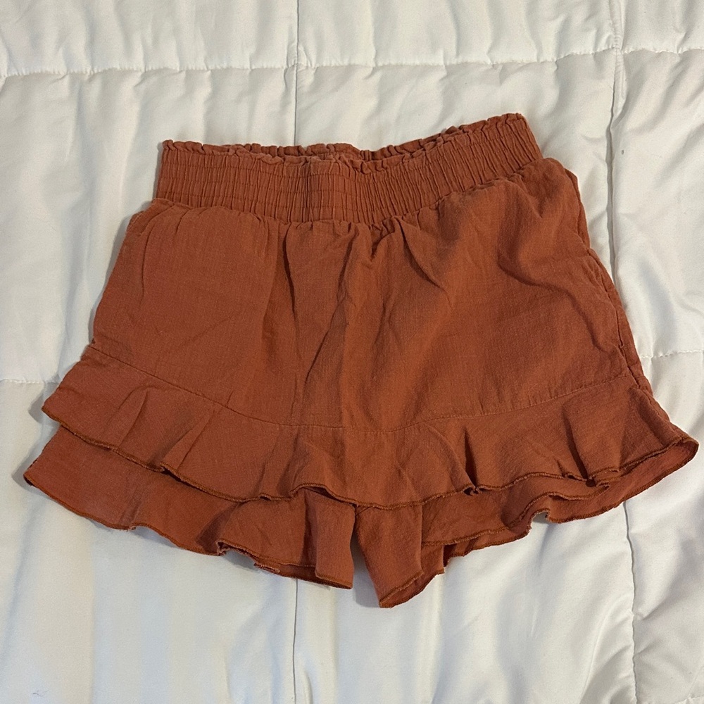 Women's Ruffled Brown Shorts